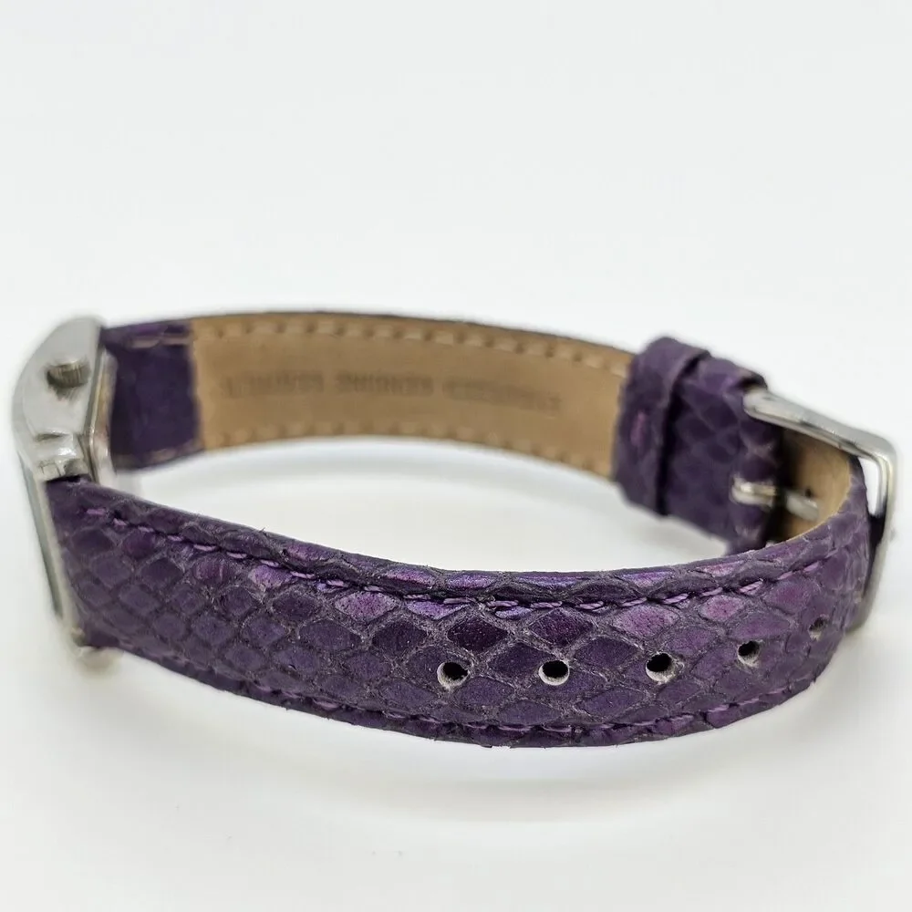 La Mer Collection Women's Watch 22MM White Dial Purple Leather Bands New Battery